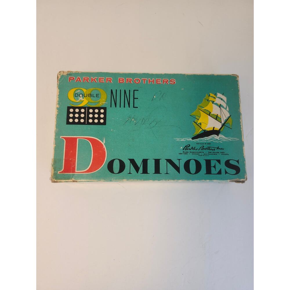 Parker Brothers 1960 Vintage Dominos Double 9 Original Box Ships Complete